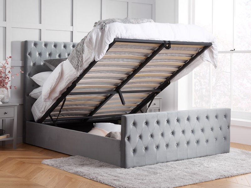 Land Of Beds Waltz Grey Fabric Ottoman Bed4