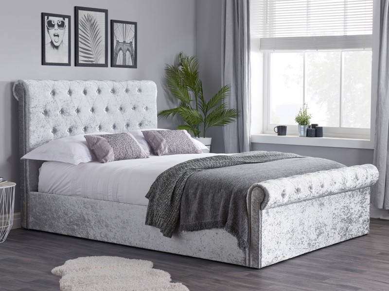 Land Of Beds Rhapsody Silver Grey Fabric Small Double Ottoman Bed1