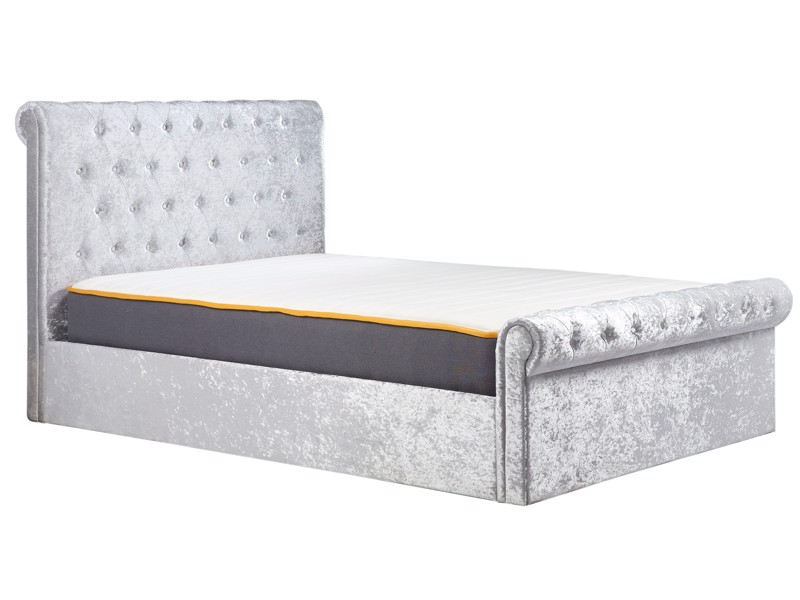 Land Of Beds Rhapsody Silver Grey Fabric King Size Ottoman Bed5