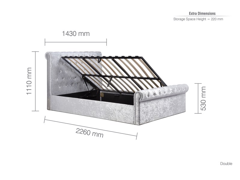 Land Of Beds Rhapsody Silver Grey Fabric Ottoman Bed7