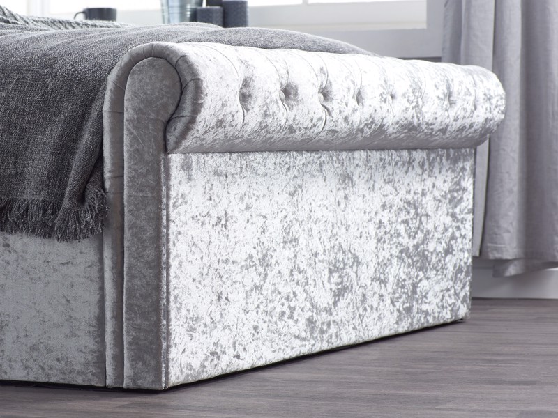 Land Of Beds Rhapsody Silver Grey Fabric Double Ottoman Bed2