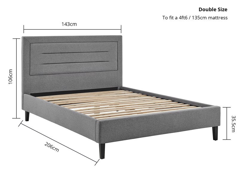 Land Of Beds Danbury Grey Fabric Bed Frame7