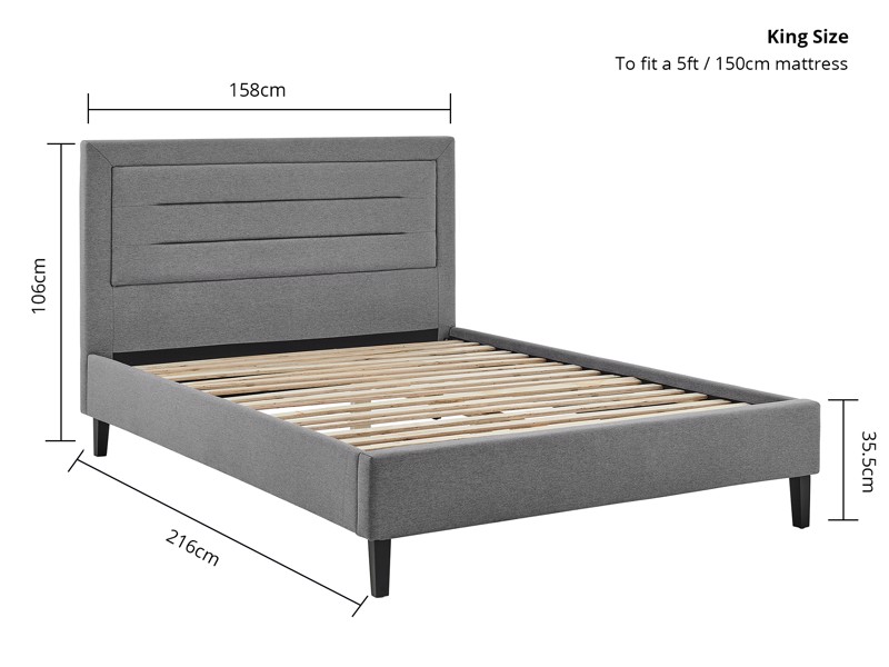 Land Of Beds Danbury Grey Fabric Bed Frame8