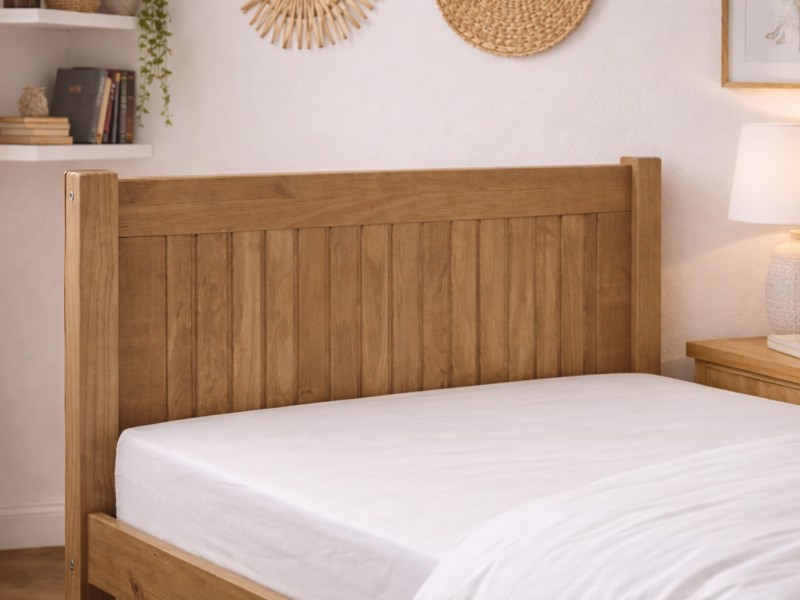 Land Of Beds Chia Pine Finish Wooden Small Double Bed Frame3