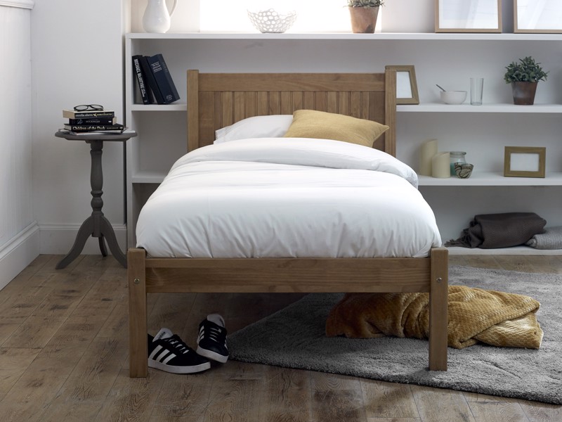 Land Of Beds Chia Pine Finish Wooden Bed Frame3