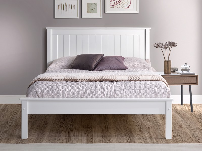 Land Of Beds Caraway White Low Footend Wooden King Size Bed Frame3