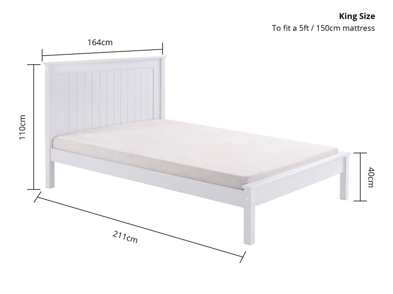 Land Of Beds Caraway White Low Footend Wooden King Size Bed Frame8