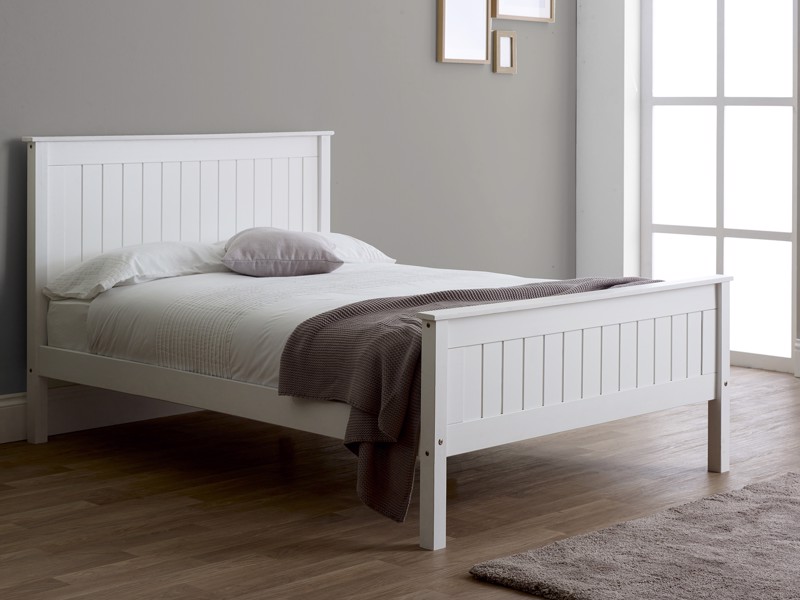Land Of Beds Caraway White High Footend Wooden Bed Frame1