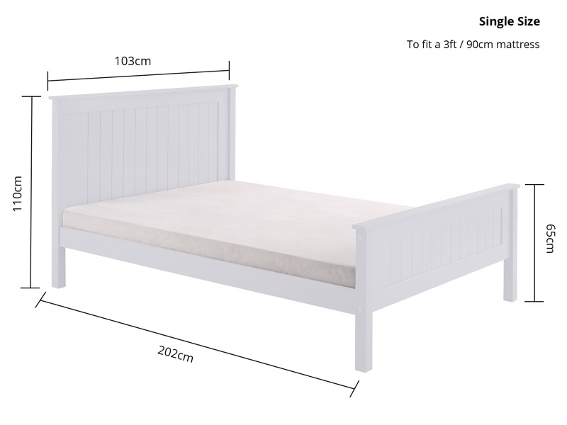 Land Of Beds Caraway White High Footend Wooden Bed Frame5
