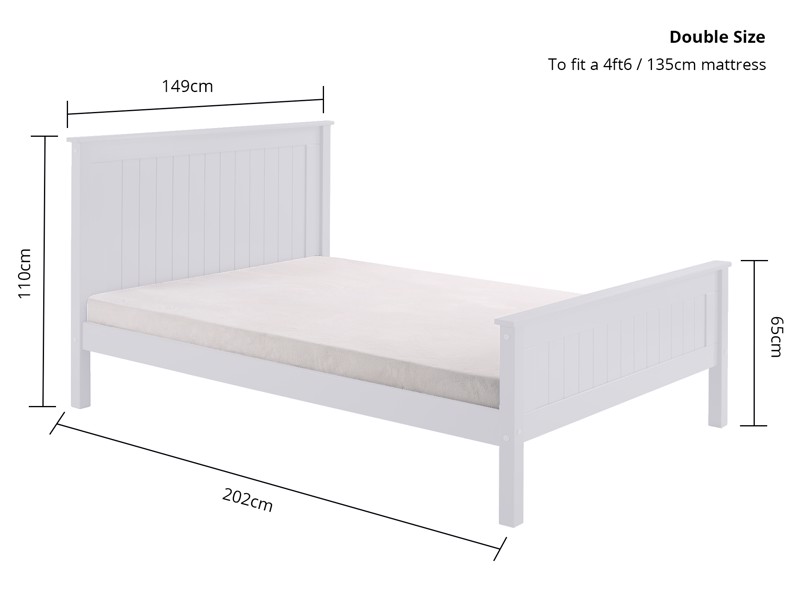 Land Of Beds Caraway White High Footend Wooden Bed Frame7