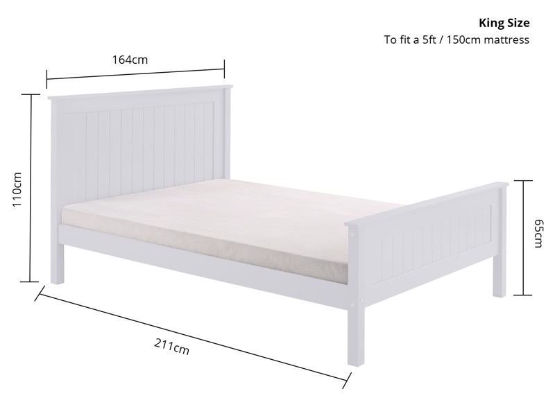 Land Of Beds Caraway White High Footend Wooden Bed Frame8