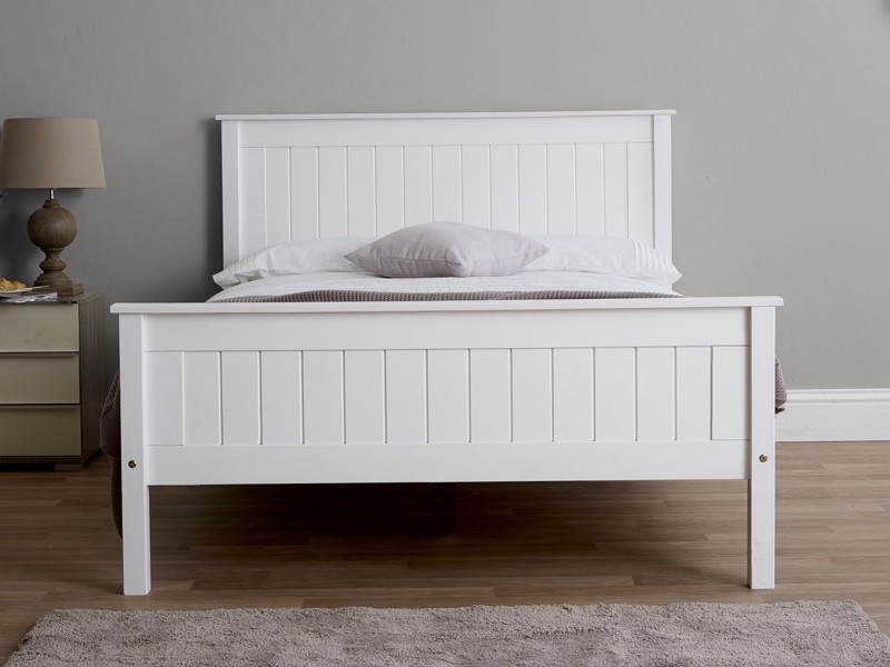 Land Of Beds Caraway White High Footend Wooden Small Double Bed Frame3