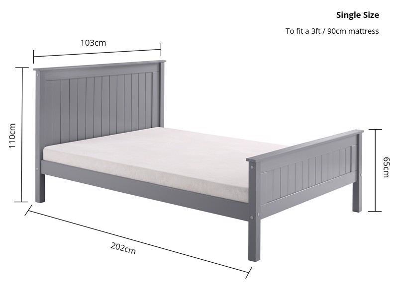 Land Of Beds Caraway Grey High Footend Wooden Bed Frame5