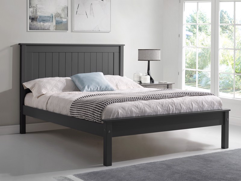 Land Of Beds Caraway Dark Grey Low Footend Wooden Single Bed Frame1