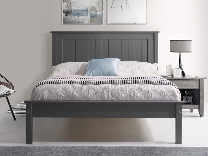 Land Of Beds Caraway Dark Grey Low Footend Wooden Bed Frame3