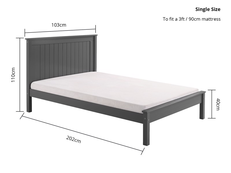 Land Of Beds Caraway Dark Grey Low Footend Wooden Single Bed Frame5