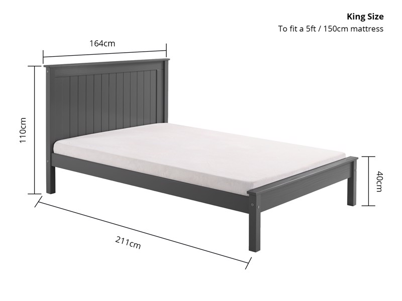 Land Of Beds Caraway Dark Grey Low Footend Wooden Bed Frame7
