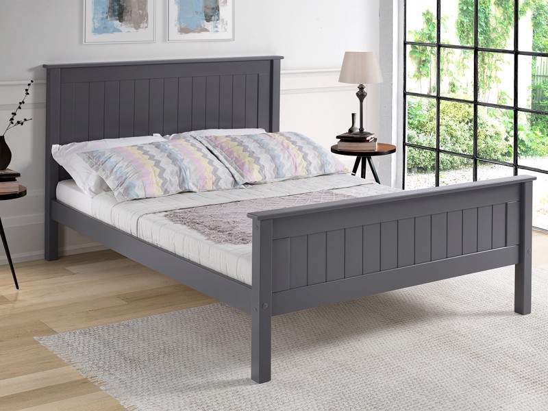 Land Of Beds Caraway Dark Grey High Footend Wooden King Size Bed Frame1