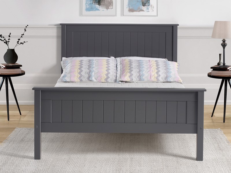 Land Of Beds Caraway Dark Grey High Footend Wooden King Size Bed Frame4