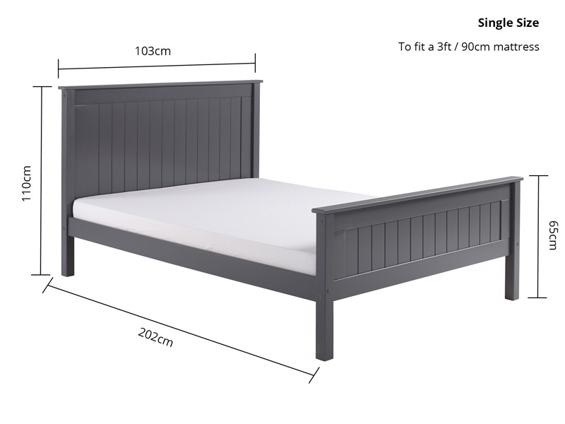 Land Of Beds Caraway Dark Grey High Footend Wooden King Size Bed Frame6