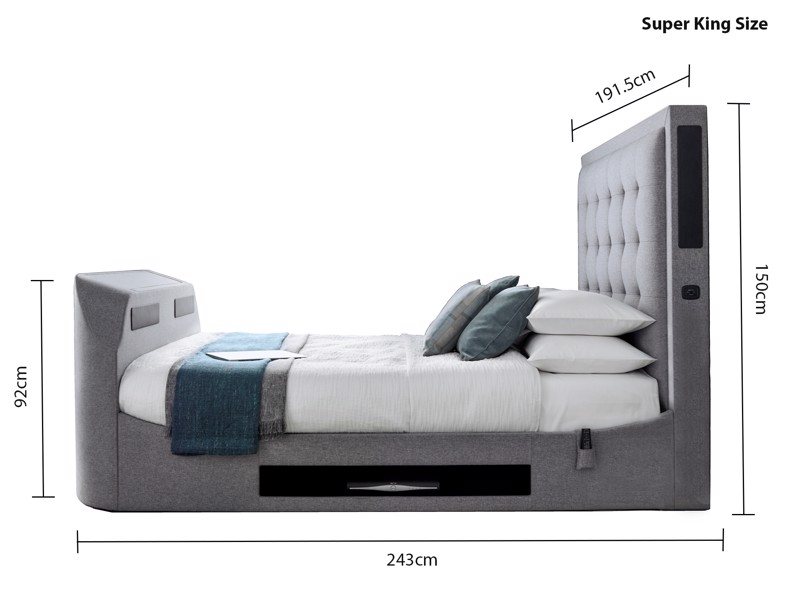 Land Of Beds Wilson Marbella Grey Fabric TV Bed7