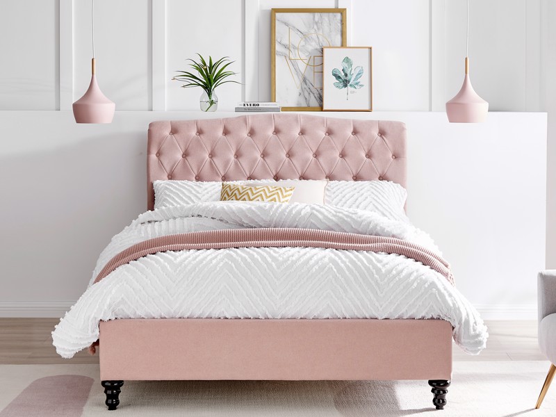 Land Of Beds Bridgerton Pink Fabric Single Bed Frame3