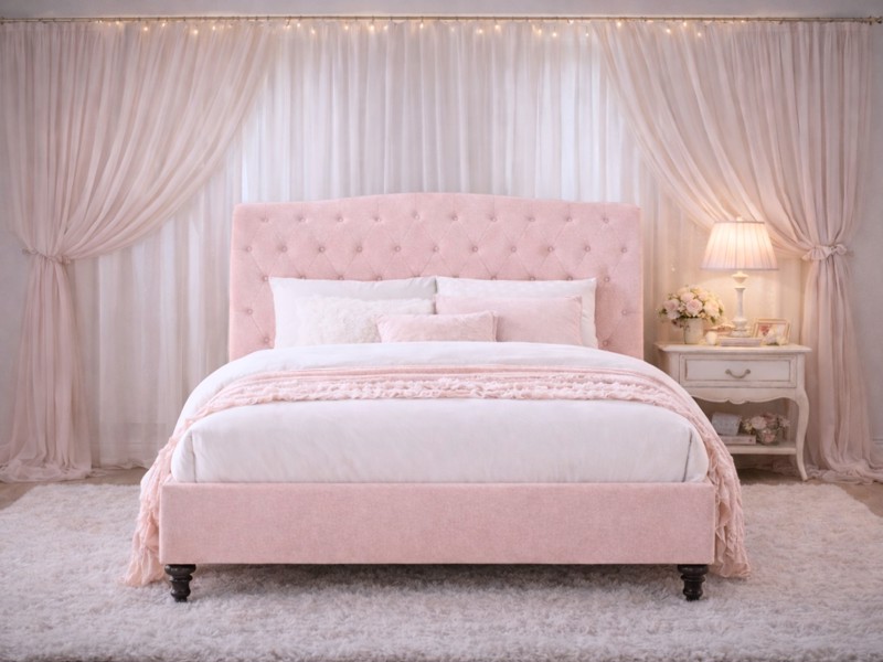 Land Of Beds Bridgerton Pink Fabric Bed Frame2