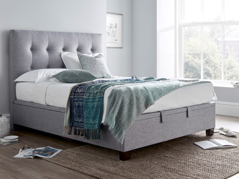 Land Of Beds Jackson Marbella Grey Fabric Ottoman Bed1