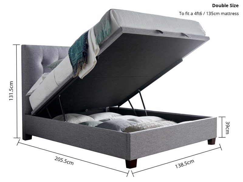 Land Of Beds Jackson Marbella Grey Fabric Ottoman Bed5