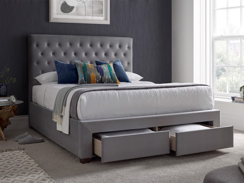 Land Of Beds Fillmore Grey Fabric Bed Frame2