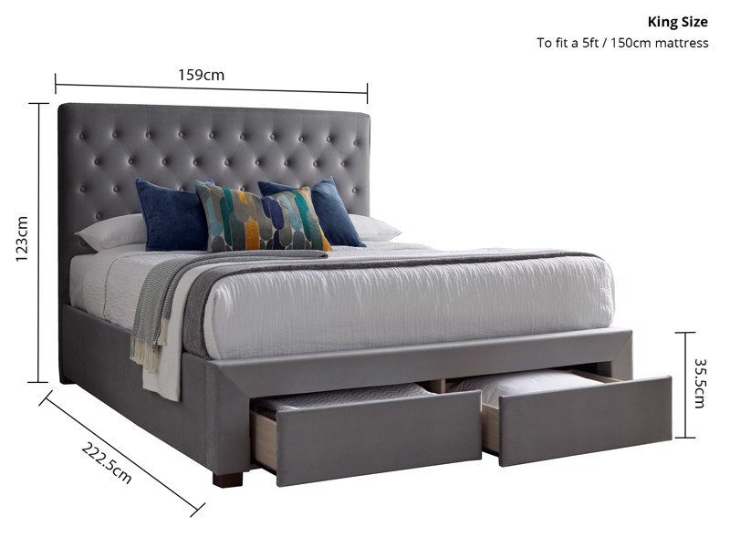 Land Of Beds Fillmore Grey Fabric Bed Frame6