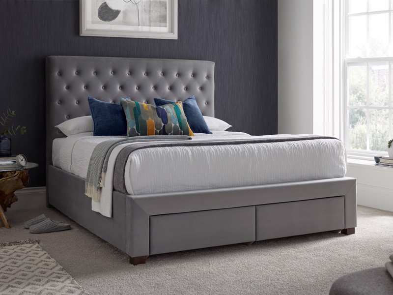 Land Of Beds Fillmore Grey Fabric King Size Bed Frame1