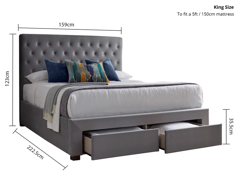 Land Of Beds Fillmore Grey Fabric King Size Bed Frame7