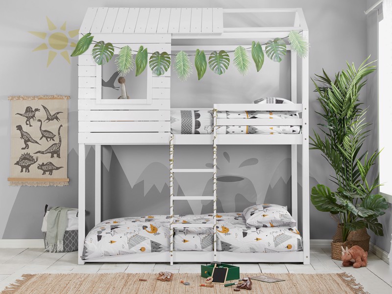 Land Of Beds Explorer White Wooden Bunk Bed2