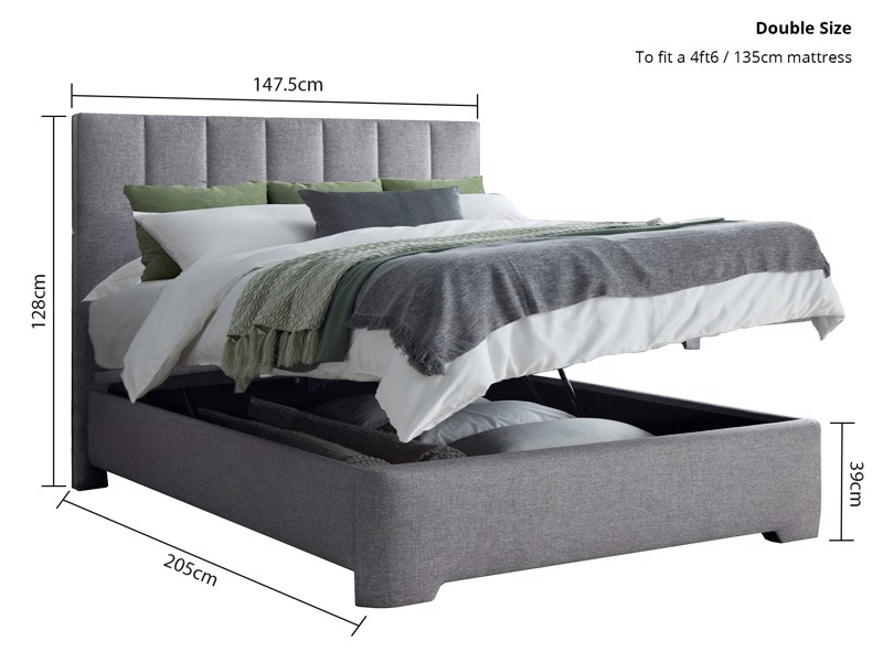Land Of Beds Carter Marbella Grey Fabric Ottoman Bed5