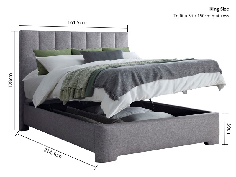 Land Of Beds Carter Marbella Grey Fabric Ottoman Bed6