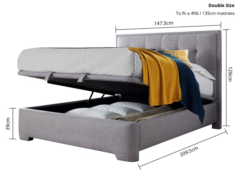 Land Of Beds Cleveland Marbella Grey Fabric Ottoman Bed5