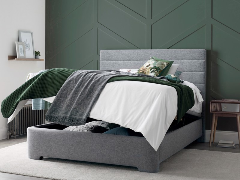 Land Of Beds Harding Marbella Grey Fabric Super King Size Ottoman Bed3
