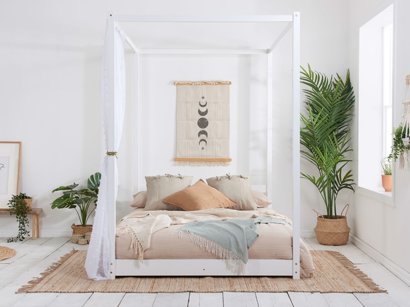 Land Of Beds Modena White Wooden Bed Frame2