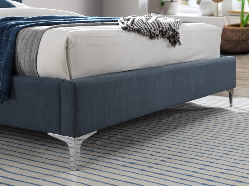 Land Of Beds Marbella Steel Blue Fabric Bed Frame2