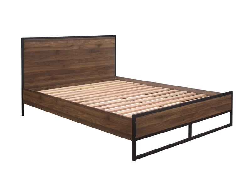 Land Of Beds Farnworth Walnut Finish Wooden Double Bed Frame2