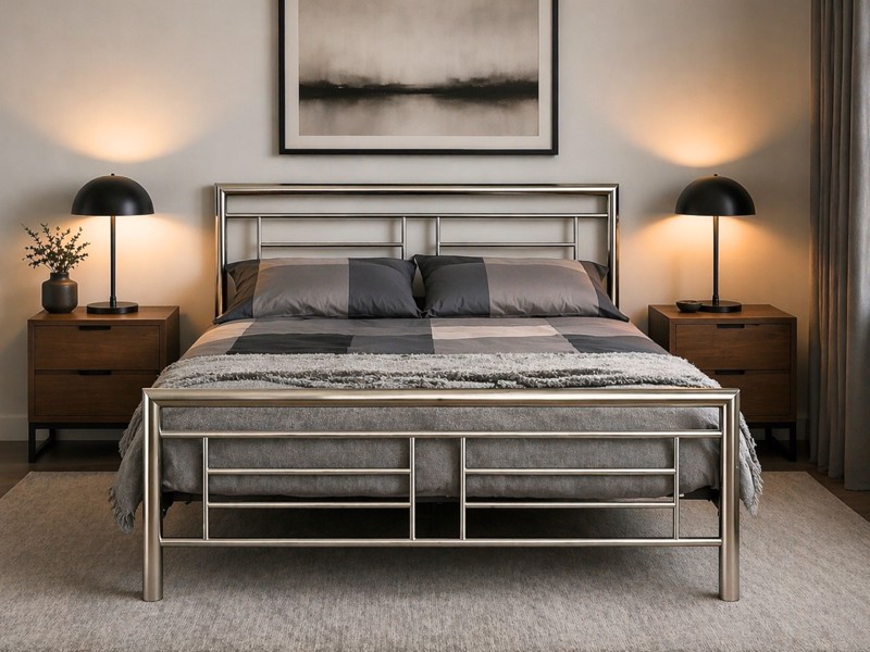 Land Of Beds Blackley Silver Metal Bed Frame2