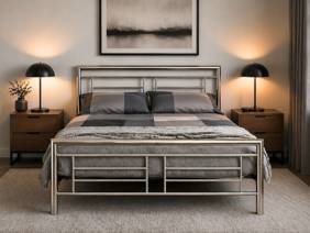 Land Of Beds Blackley Silver Metal Bed Frame2
