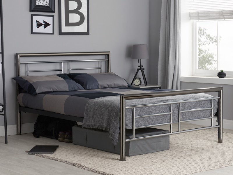 Land Of Beds Blackley Silver Metal Bed Frame1