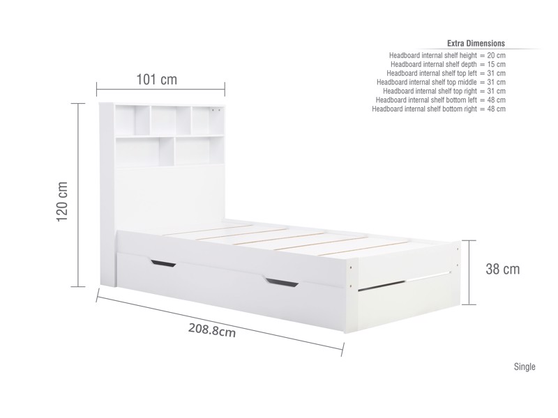Land Of Beds Lucca White Wooden Bed Frame8