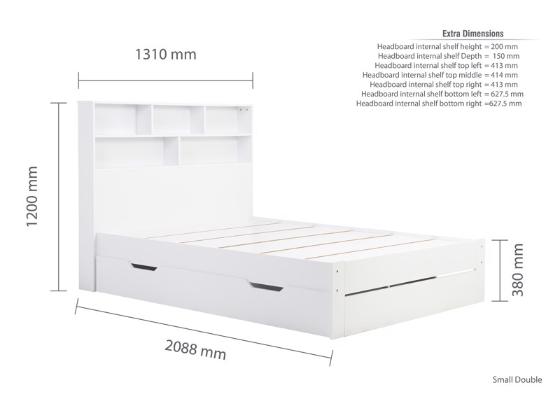 Land Of Beds Lucca White Wooden Bed Frame9