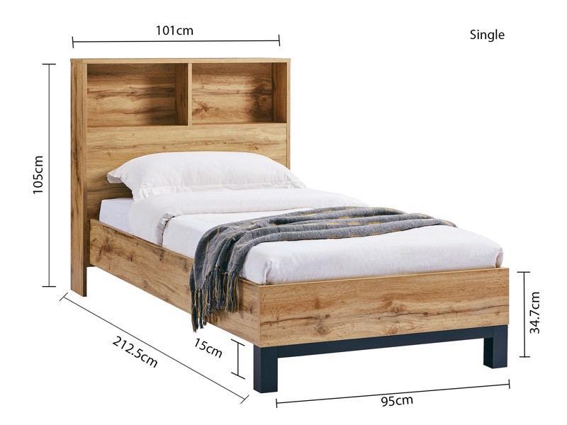Land Of Beds Samson Oak Finish Wooden King Size Bed Frame4