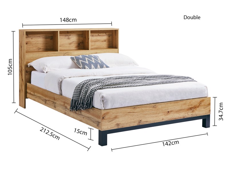 Land Of Beds Samson Oak Finish Wooden King Size Bed Frame5