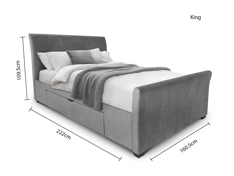 Land Of Beds Ophelia Grey Fabric Super King Size Bed Frame5