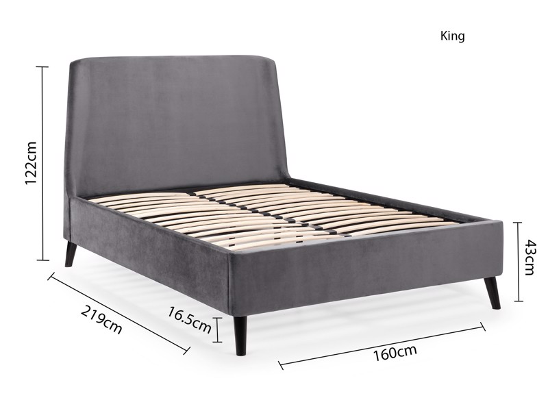 Land Of Beds Estelle Grey Fabric Bed Frame6